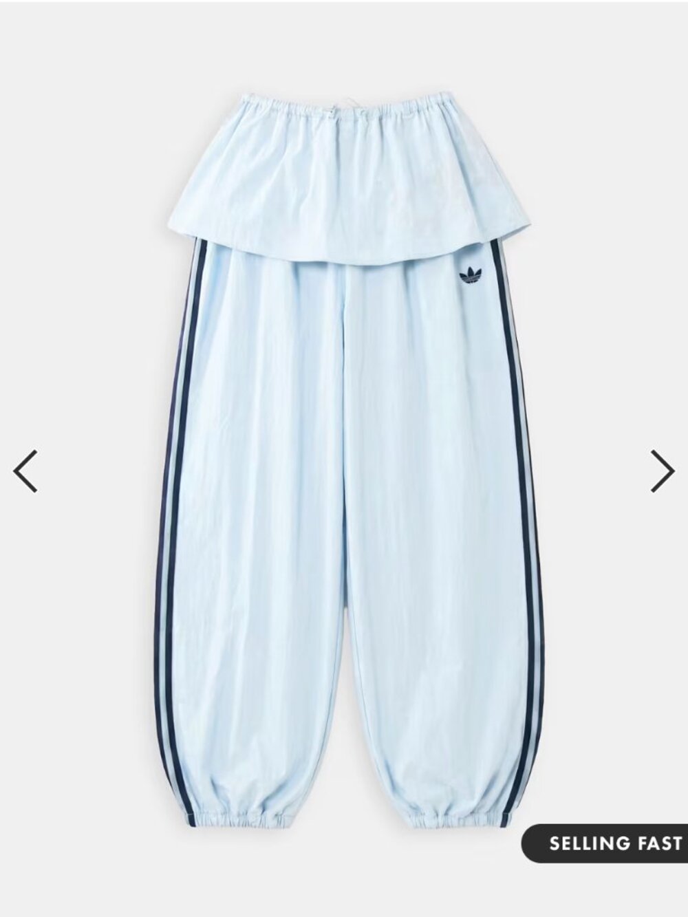 adidas Originals x ASOS women's balloon pants with skirt overlay in blue, S - Picture 6 of 8